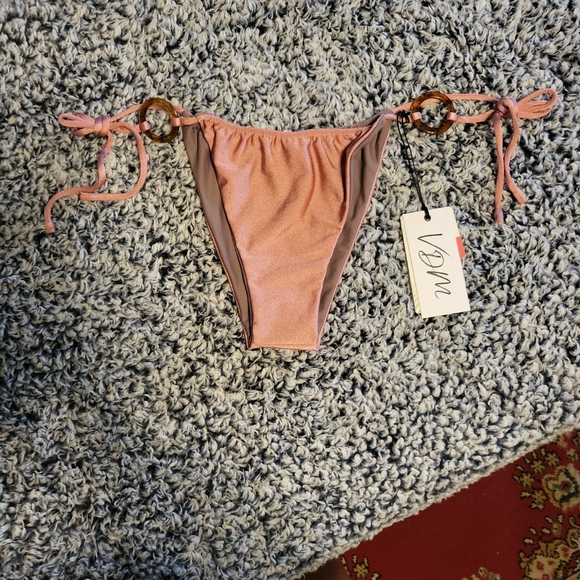 VDM The Label Ziggy Reversible Bikini Bottoms - Metallic/Matte Pink Rose - M - Picture 15 of 16